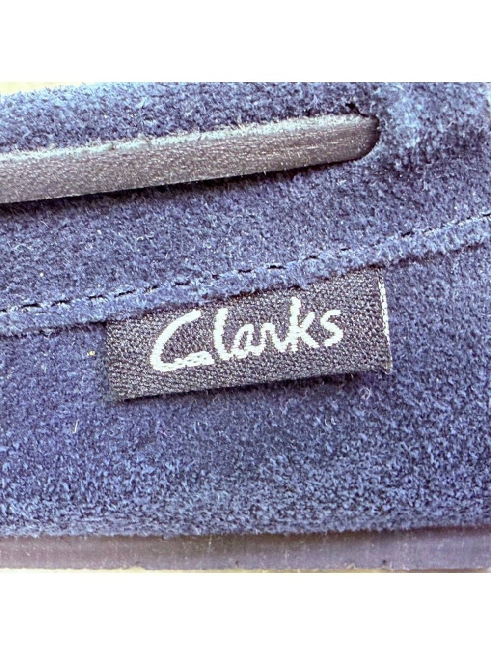 Clarks Holly Folded Tongue Navy Moccasin Slipper Faux Fur Lining Women's 7 M - Picture 6 of 8